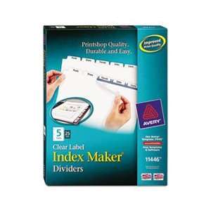  Index Maker Clear Label Dividers, 5 Tab, Letter, White, 25 