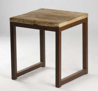 MODERN RUSTIC RECLAIMED ELM WOOD RECTANGLE SIDE END TABLE NEW!
