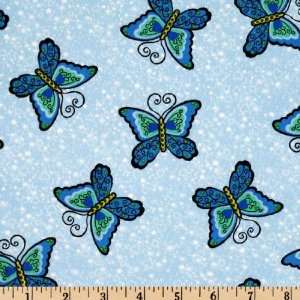  43 Wide Fandango Butterflies Sky Fabric By The Yard 