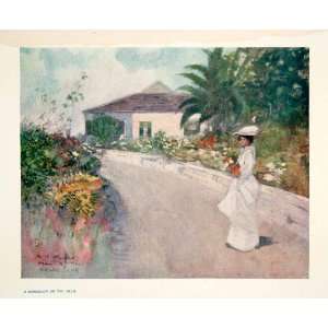  Color Print Bungalow Hills Jamaica Woman Flowers Roadway Wall House 