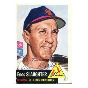  Enos Slaugther Autographed 1953 Topps Card: Sports 