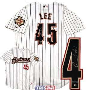 Carlos Lee Autographed Majestic Authentic Astros Pinstripe Jersey 