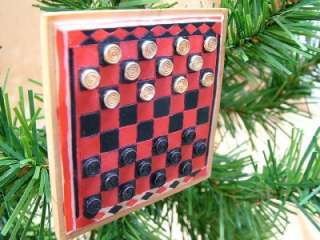 New Checkers Game Board Chips Christmas Tree Ornament  
