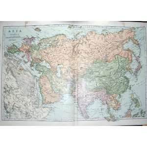  BACON MAP 1894 ASIA EUROPE INDIA CHINA TURKEY RUSSIA