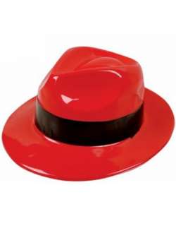    New Red and Black Costume Party Gangster Fedora Hat: Clothing