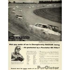 1956 Ad PurOlator Products NASCAR Race Stock Car Oil 