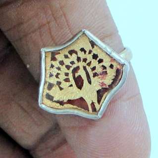 VINTAGE GOLD SILVER JEWELRY THEVA WORK RING ANTIQUE  