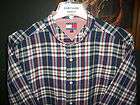 XL 17.5 35 COTTON FACONNABLE MULTI COLOR PLAID BANDED COLLARLESS 