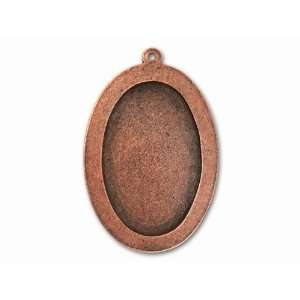  Antique Copper Plated Pewter Large Raised Oval Tag Arts 