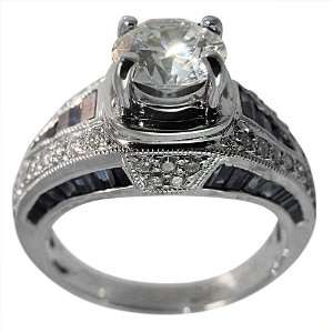  Antique Sapphire Diamond Engagement Ring with 3/4ct   6.5 