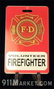 Volunteer Firefighter PVC ID Badge VFF FF FD Fire Emerg  