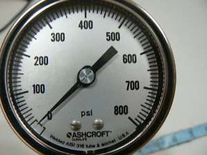 Ashcroft Air Tank Pressure Gauge 25 1009 02L 800# PSI  