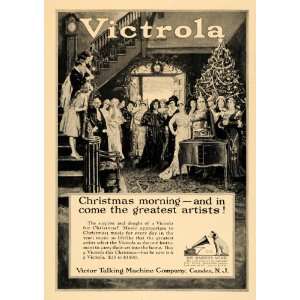 1922 Ad Victor Victrola Talking Machine Xmas Nipper   Original Print 