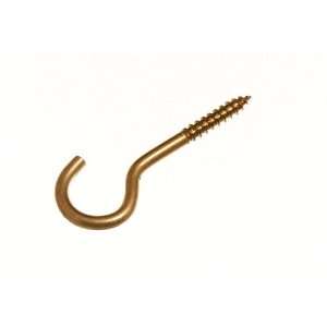 SCREW IN HOOKS 55MM X 8 ( 3.7MM dia. ) EB BRASS PLATED STEEL ( pack of 
