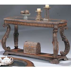   Doyle Traditional Sofa Table with Glass Inlay Top Furniture & Decor