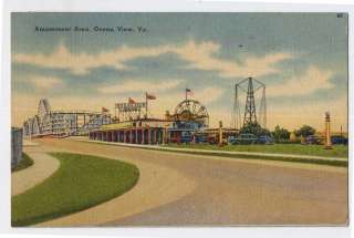 1939 OCEAN VIEW VA Norfolk old Amusement Park Rides Roller Coaster