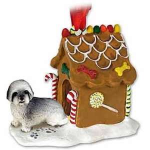  Gray Lhasa Apso Gingerbread House Christmas Ornament