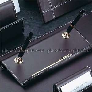  Cocoa Brown Leather Double Pen Stand: Home & Kitchen