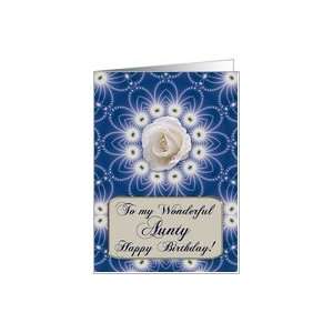  For Aunty, A birthday card with a white rose anda delicate 