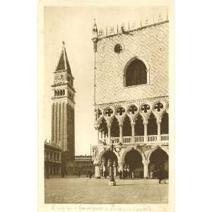   Vintage Postcard Campanile (Bell Tower) & Palazzo Ducale Venice Italy