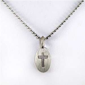  Cut Out Cross Necklace on Silver Ball Chain: Jewelry