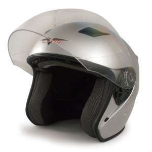  VCAN V526 Metro Silver Small Open Face Helmet with Full 