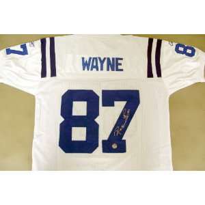  Reggie Wayne Autographed Authentic White Colts Jersey w/ Wayne 