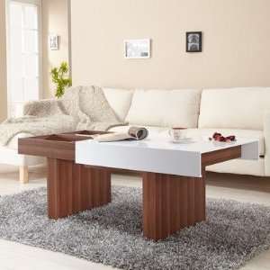  Hokku Designs Luxer Coffee Table in Walnut and White