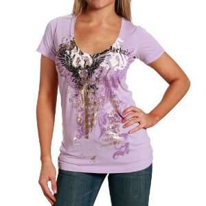  Archaic Ladies Purple Soot Premium V neck T shirt Sports 