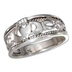   Sterling Silver Claddagh Heart in Hands Band Ring (size 06). Jewelry