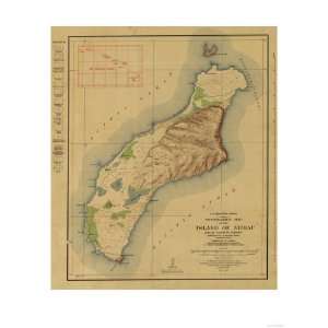  Hawaii   Panoramic Niihau Island Map Premium Poster Print 