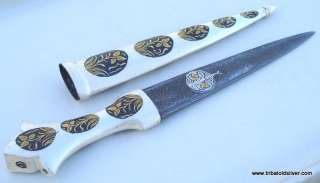 DAMASCUS STEEL BLADE KNIFE PURE GOLD & SILVER WORK IND  