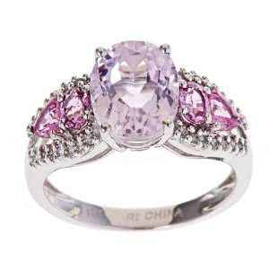   10k White Gold Kunzite/ Pink Sapphire/ 1/6ct TDW Diamond Ring Jewelry