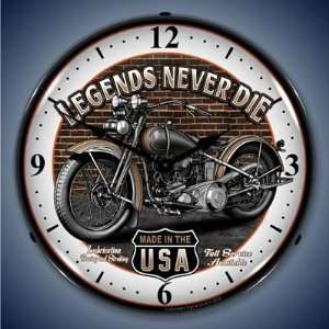  Legends Never Die Motorcycle Lighted Wall Clock