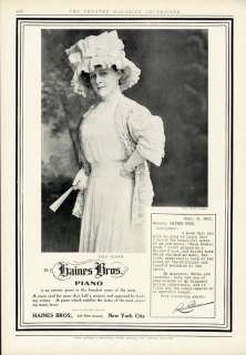 HAINES BROS PIANO AD   LULU GLASER Opera Singer 1911  