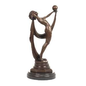  Solid Bronze Bronze Art Deco Balancing Lady Statue Sculpture 