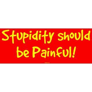  Stupidity should be Painful Bumper Sticker Automotive