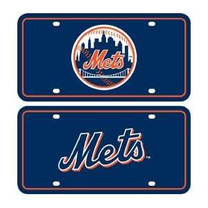  New York Mets Metal Halographic License Plate Dual Logo 