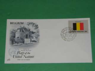 BELGIUM FLAG UN ARTCRAFT CACHET VALUED COVER FDC 1982  