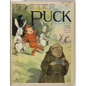 Easter Puck,Magazine cover,musketeer,rabbits,eggs,monk 