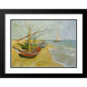   Double Matted 25x29 Fishing Boats Beach At St Maries: Home & Kitchen