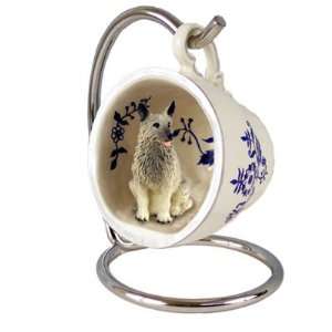   Norwegian Elkhound Blue Tea Cup Dog Ornament: Home & Kitchen