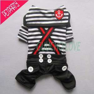   Costumes Pet Cozy Jumpsuit Anchor Overall Stripes Shirt ★  