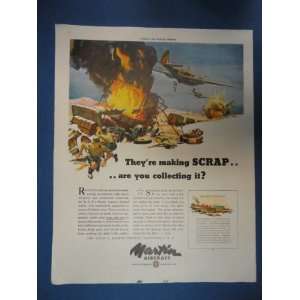 Martin Aircraft Print Ad. Orinigal 1943 Vintage Magazine ad. bombers 