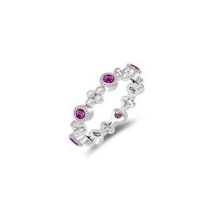  0.42 Cts Pink Sapphire Seven Stone Wedding Band in 14K 
