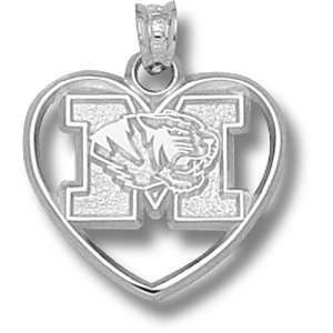  University of Missouri New M Tiger Head Heart Pendant 
