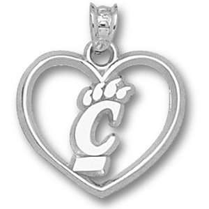  University of Cincinnati Pierced New C Paw Heart Pendant 