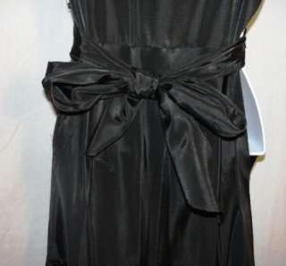   Edwardian Tiered Black Satin Long Dress Pink Velvet Bow Needs Repair 2