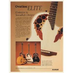  1989 Kaman Ovation Elite Guitars Print Ad (Music 