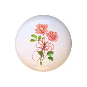  Pink Rose Bouquet Flowers Floral Drawer Pull Knob: Home 